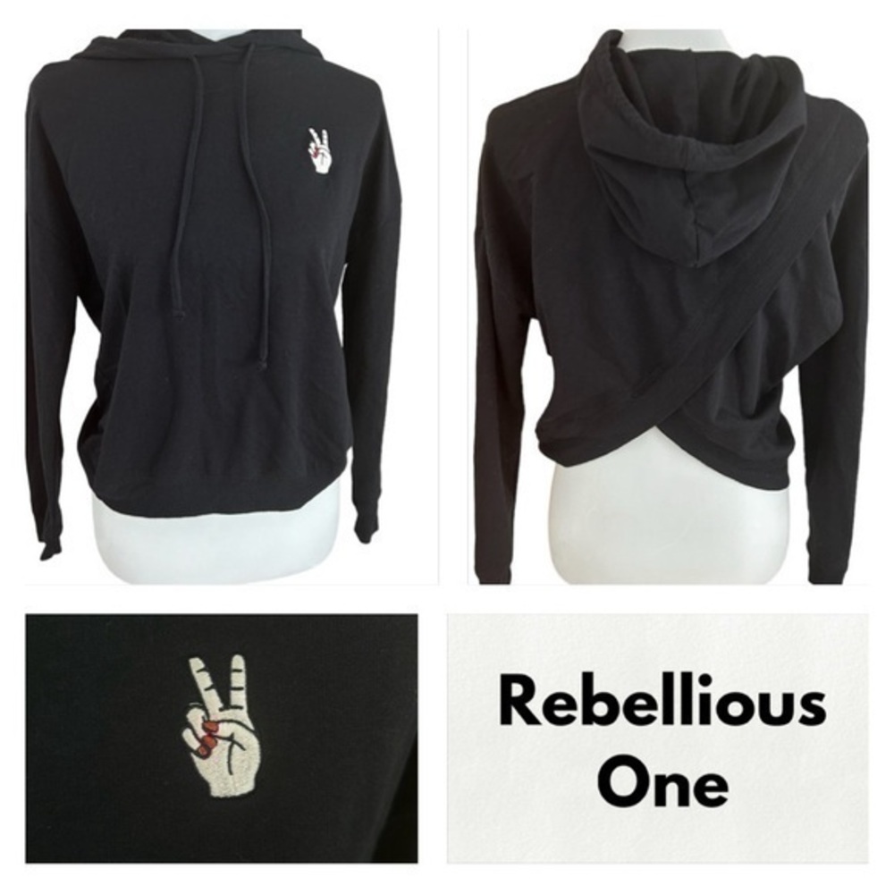 Rebellious One embroidered peace sign red nails sweatshirt - Picture 2 of 6
